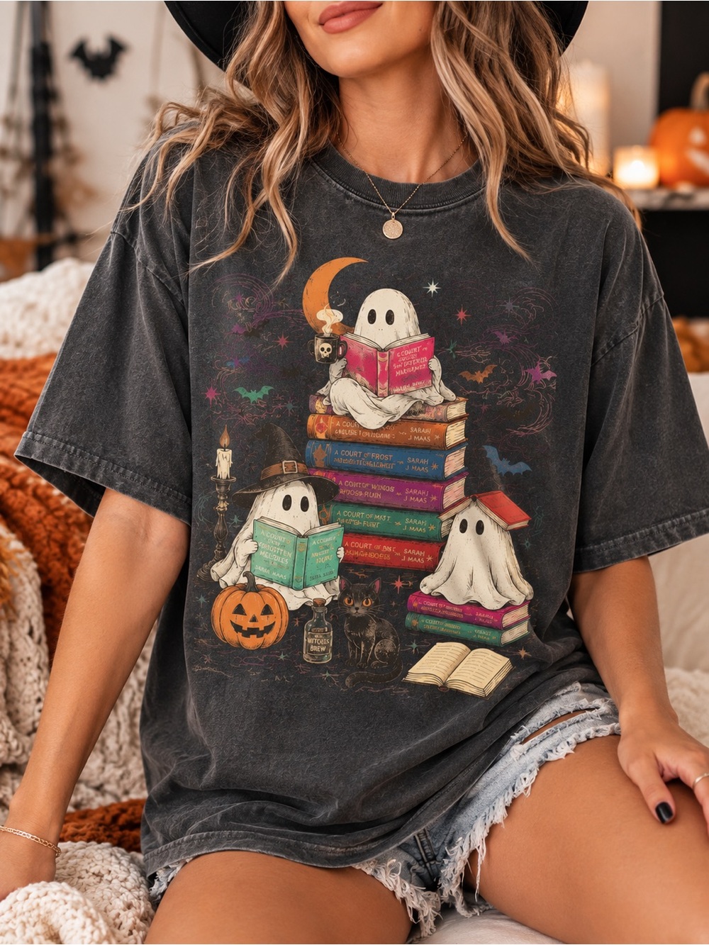 Halloween Ghosts Reader Shirt Bookish Graphic Tee